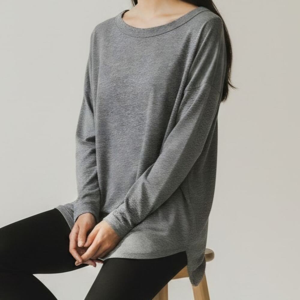 Lulus Heather Grey Oversized Long Drop Sleeve T Shirt Women's Size M NWT
